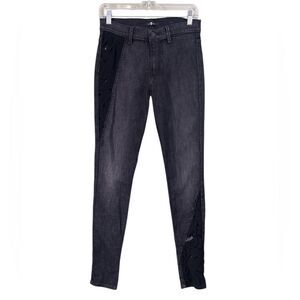 7 for All Mankind Black Side Cutout Limited Edition Skinny Jeans Sz 29